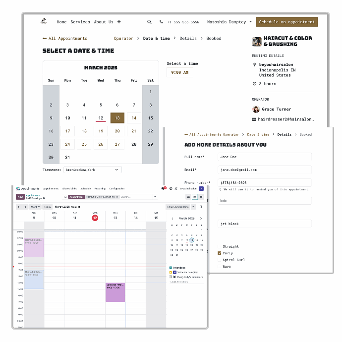 hair salon calendar and appointments