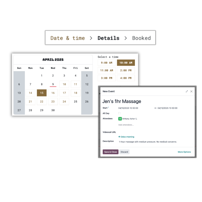 Odoo massage booking