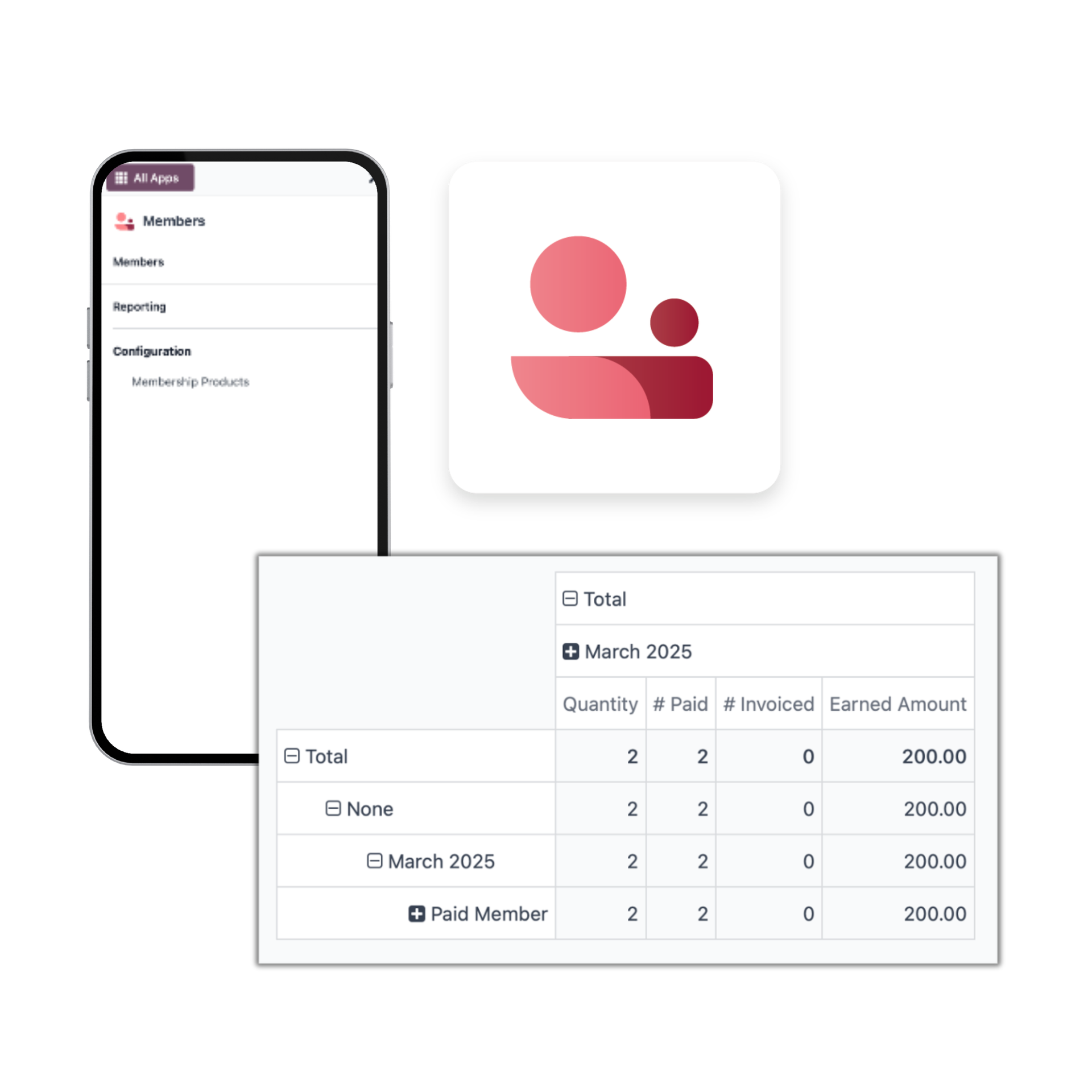 members app with Odoo