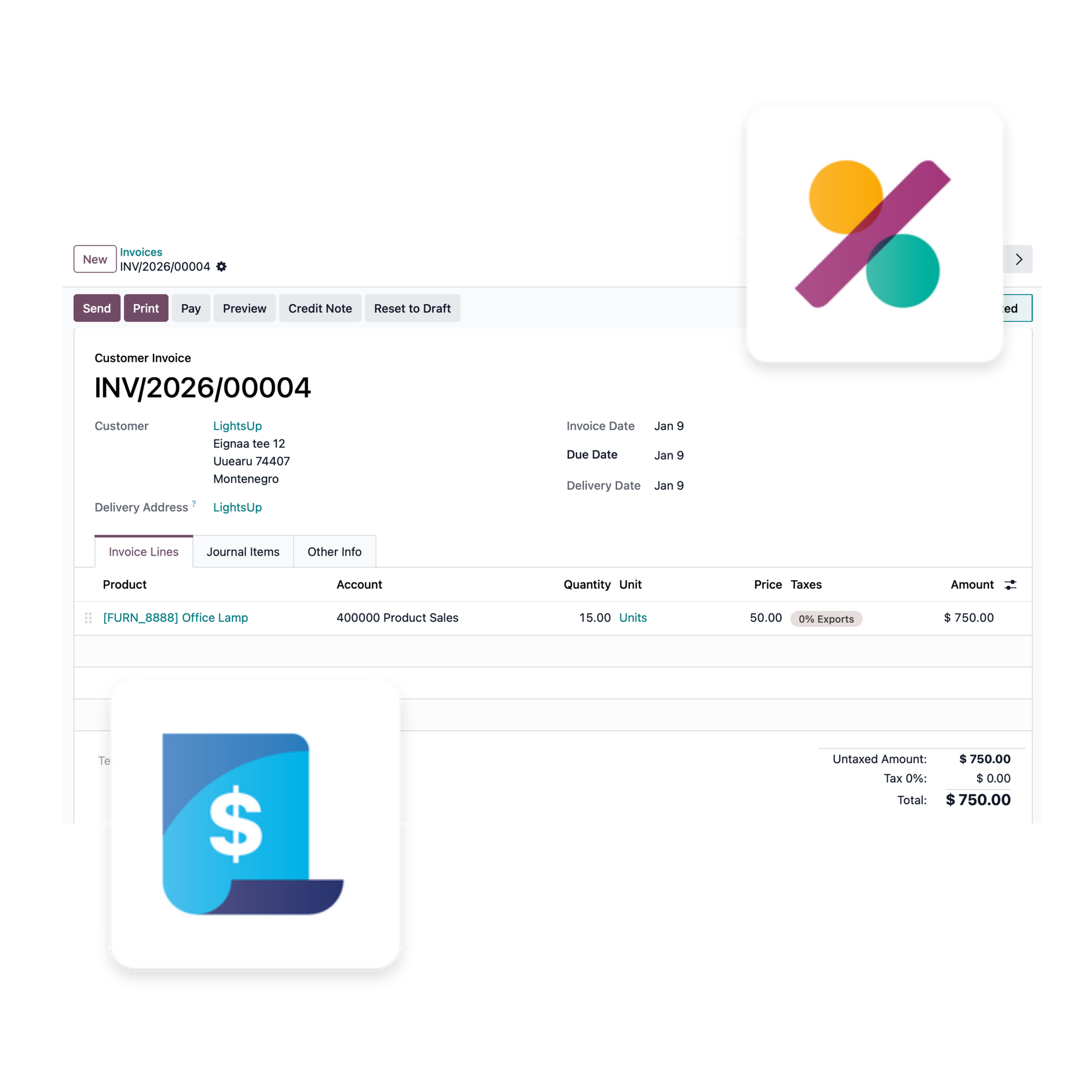 accounting and invoicing for payments with Odoo