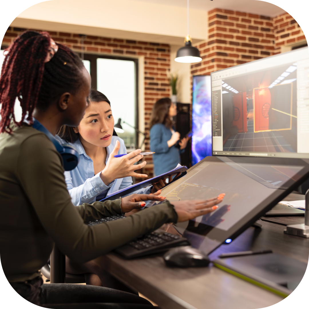 two diverse women tracking editing performance