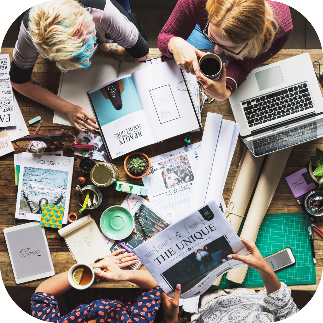 a team of women planning their next editorial photoshoot