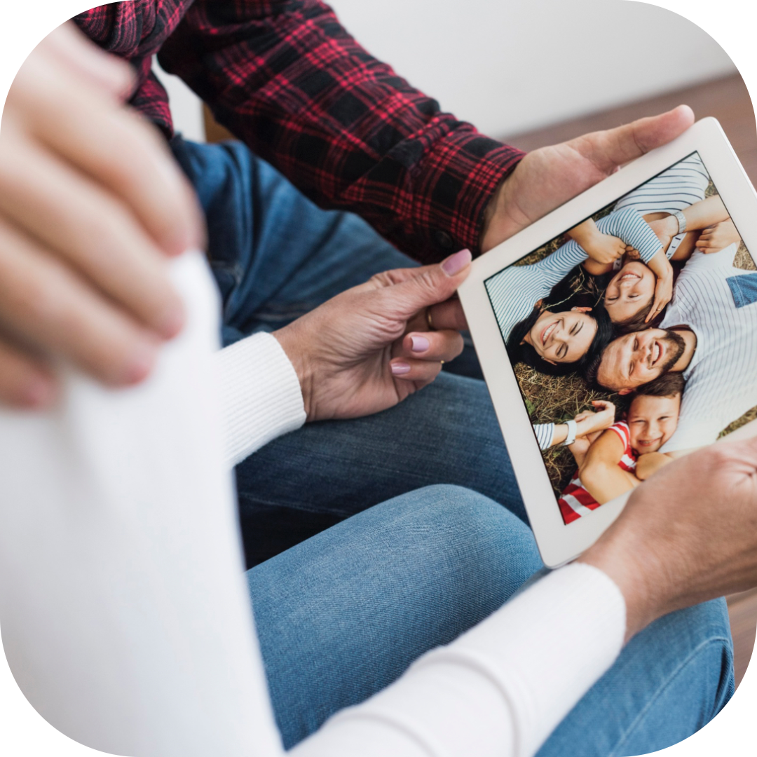 an online photo gallery being looked through by the family