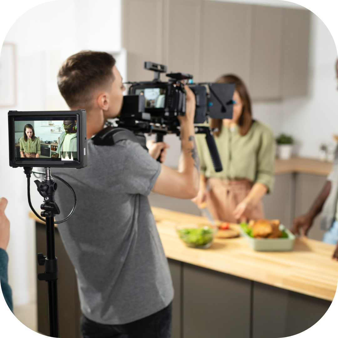 a film crew working fast on set