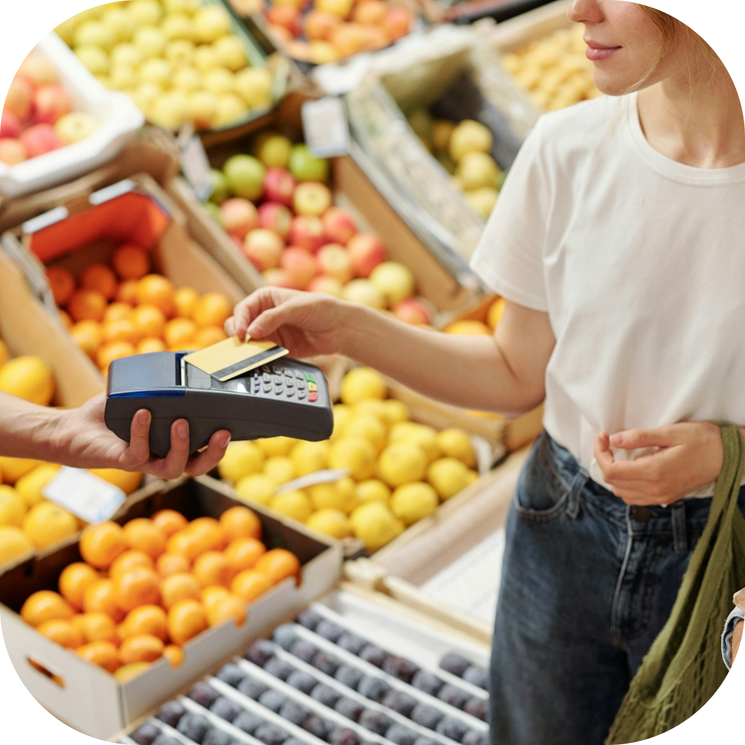 grocery clerking taking the customers payment
