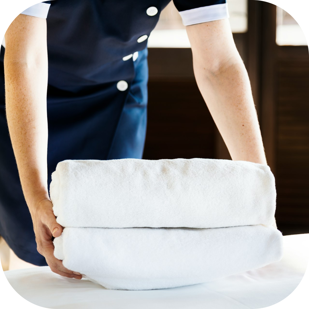 housekeeper sending fresh towels