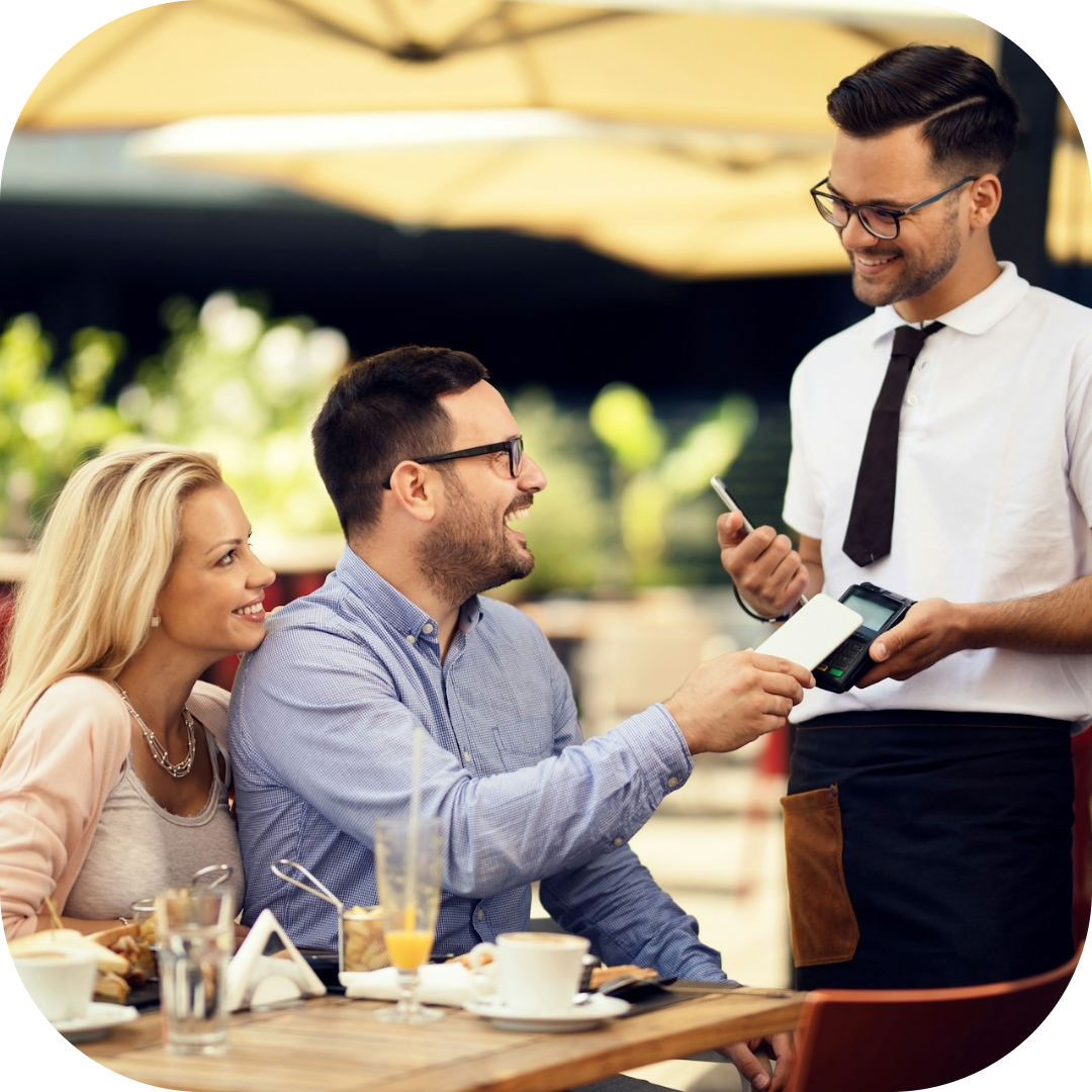 guests paying for meal at the hotel restaurant