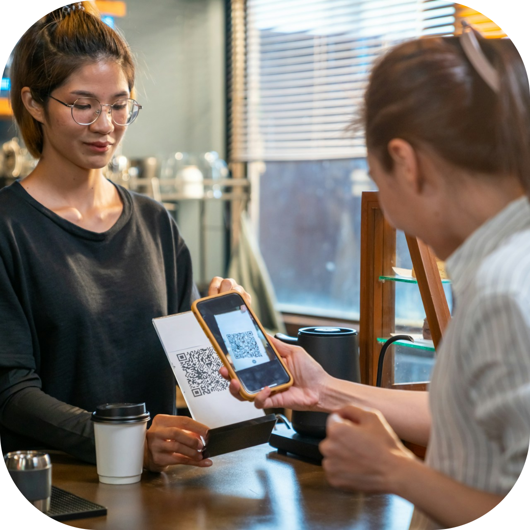 customer scanning QR code for menu