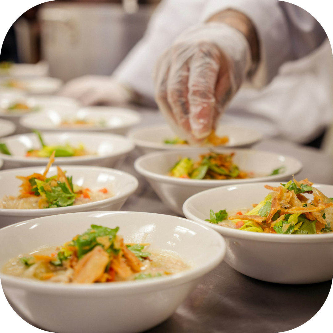 chef prepping dishes