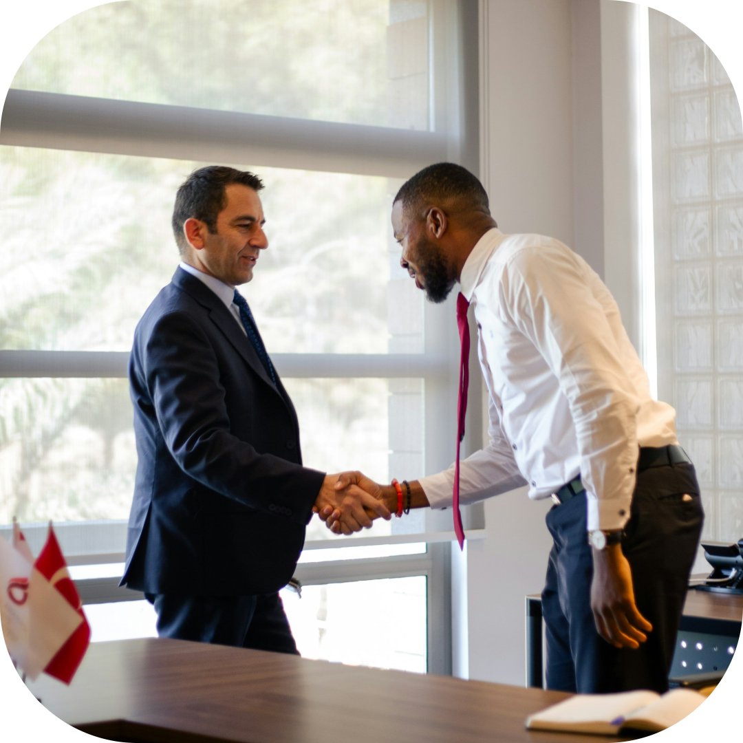 client and lawyer shaking hands