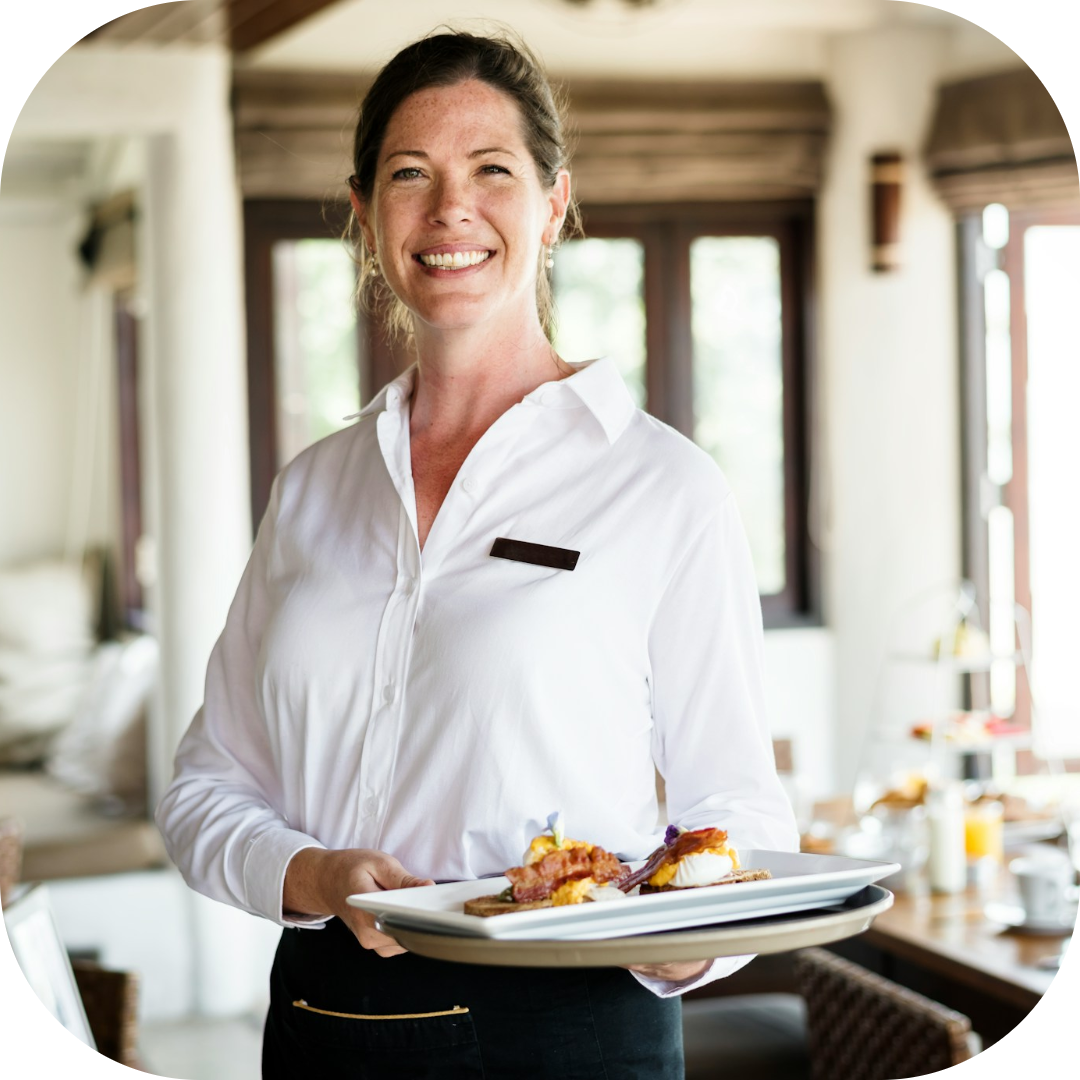 waitress smiling