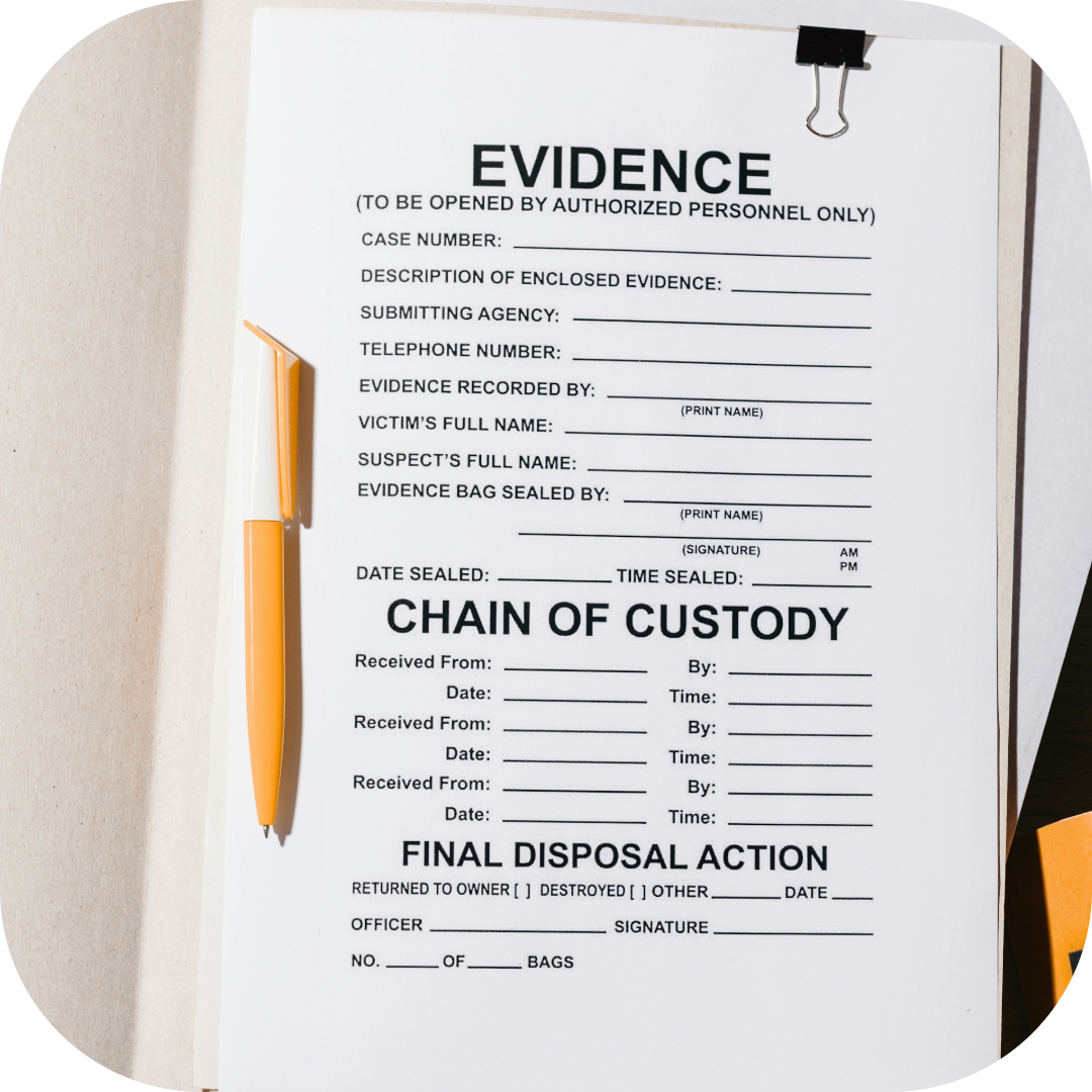 evidence form in folder