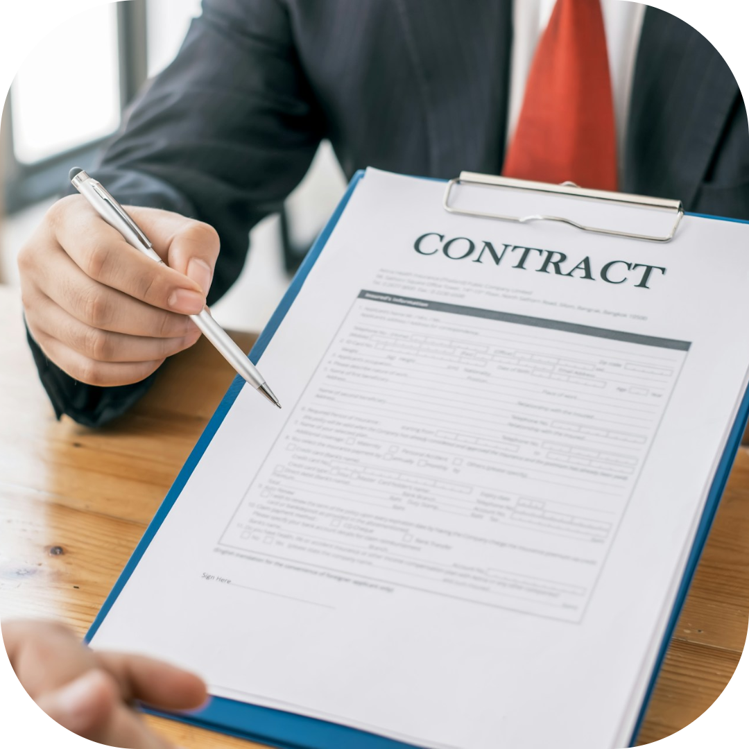 lawyer presenting a contract