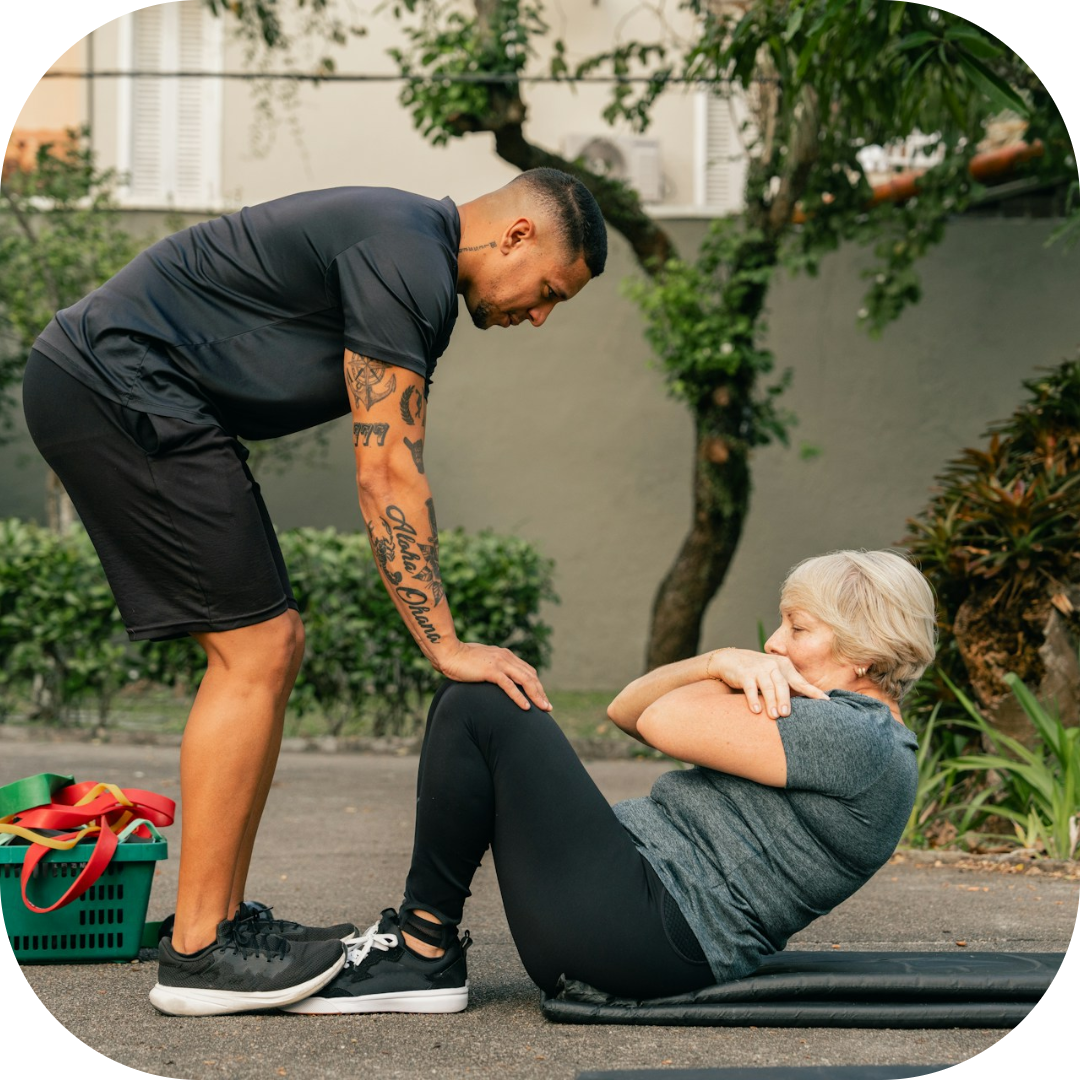 trainer working with client