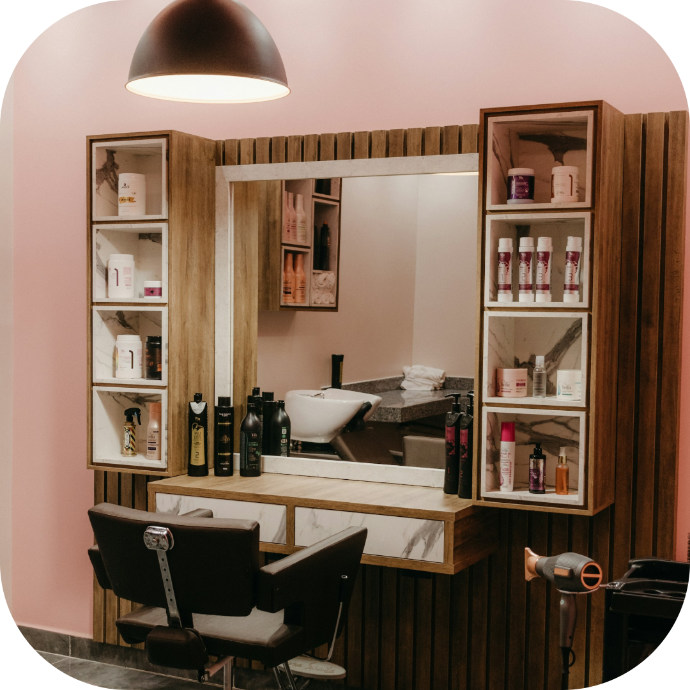 hair salon chair and products